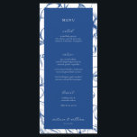 French Blue Floral Wedding Menu and Thank You<br><div class="desc">Elegant vintage garden floral frame in French blue,  menu and thank you card. Features,  blue and white typography with menu on front and thank you message on back.</div>
