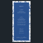 French Blue Floral Wedding Menu and Thank You<br><div class="desc">Elegant vintage garden floral frame in French blue,  menu and thank you card. Features,  blue and white typography with menu on front and thank you message on back.</div>