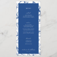 French Blue Floral Wedding Menu and Thank You