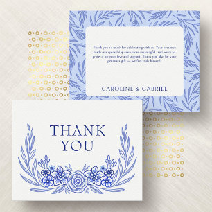 French Blue Floral Wedding Thank You Card