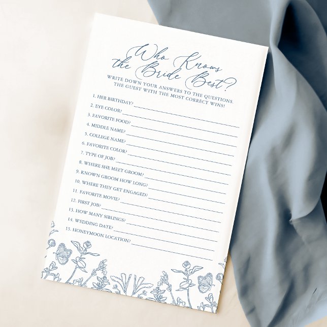 French Blue Floral Who Knows The Bride Best Game (Creator Uploaded)
