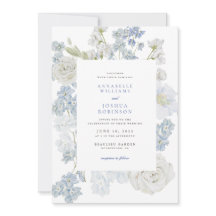 French Blue Florals Wedding Invitation