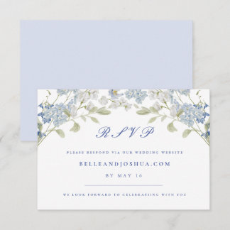 French Blue Florals Wedding RSVP Card