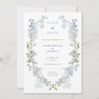 French Blue Florals Wedding Save the Date