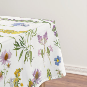 French Blue Garden Wildflowers Pattern Tablecloth