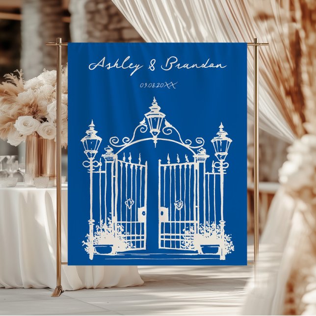 French Blue Gates Photo Booth Backdrop, Wedding Tapestry (Creator Uploaded)