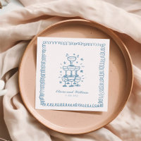 French Blue Hand Drawn Wedding Monogram