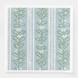 French Blue Holly and White Berry Stripe Napkin