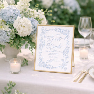 French Blue Hydrangea Guest Book Sign