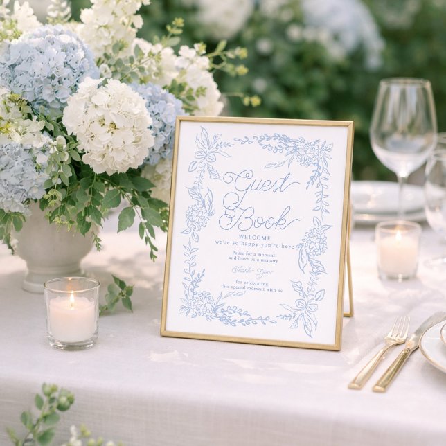 French Blue Hydrangea Guest Book Sign (Creator Uploaded)