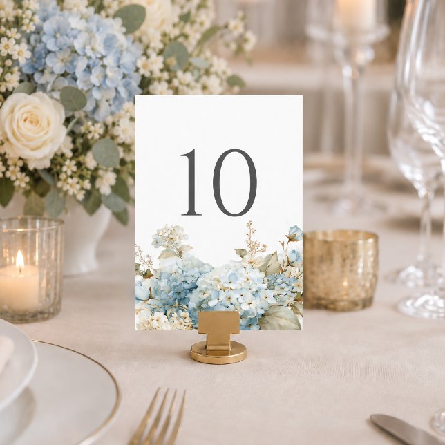 French Blue Hydrangeas Table Number Card (Creator Uploaded)