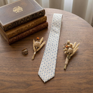 French Blue Ivory Micro-Foulard Tie