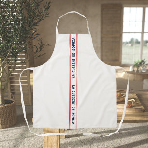 French Blue La Cuisine Name & Red Striped Apron