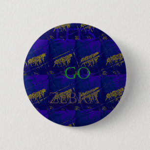 French Blue "Let's Go Zebra" Abstract Print 6 Cm Round Badge