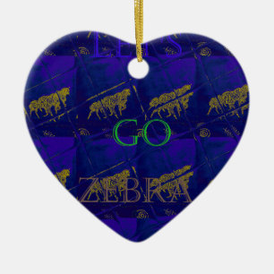 French Blue "Let's Go Zebra" Abstract Print Ceramic Tree Decoration