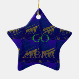 French Blue "Let's Go Zebra" Abstract Print Ceramic Tree Decoration