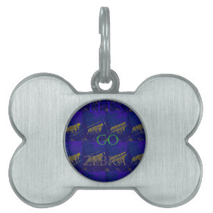 French Blue "Let's Go Zebra" Abstract Print Pet Name Tag