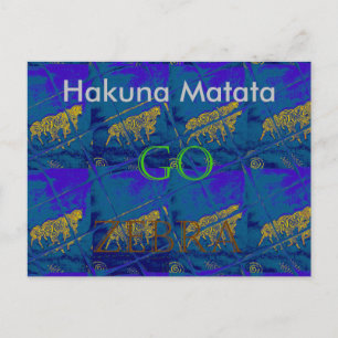 French Blue "Let's Go Zebra" Abstract Print Postcard