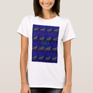 French Blue "Let's Go Zebra" Abstract Print T-Shirt