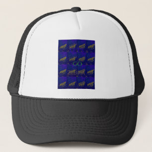 French Blue "Let's Go Zebra" Abstract Print Trucker Hat