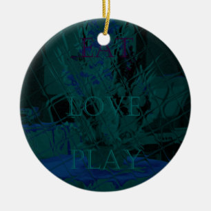 French Blue  Love Eat  Play Flower colours for all Ceramic Tree Decoration