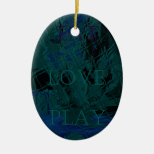 French Blue Love Eat Play Flower colours for all Ceramic Tree Decoration