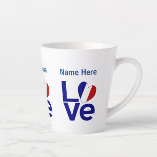French Blue LOVE Gearr Flag Personalised Latte Mug
