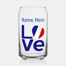 French Blue LOVE Heart Flag Personalised Drinking