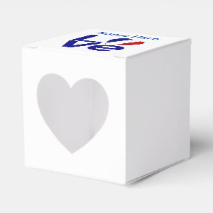 French Blue LOVE Heart Flag Personalised  Favour Box