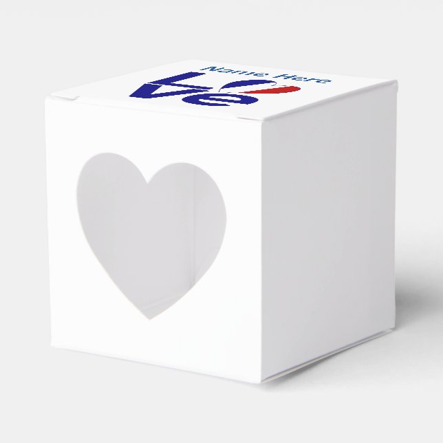French Blue LOVE Heart Flag Personalised  Favour Box (Front Side)