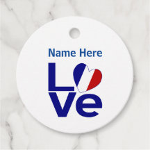 French Blue LOVE Heart Flag Personalised