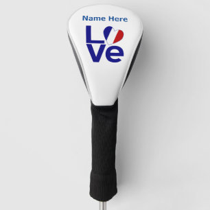 French Blue LOVE Heart Flag Personalised Golf Head Cover
