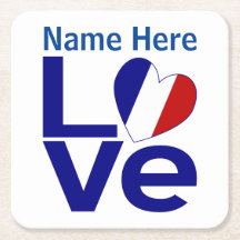 French Blue LOVE Heart Flag Personalised