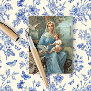 French Blue Madonna Postcard