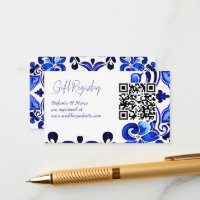 French Blue Mediterranean tiles qr gift registry