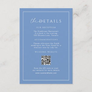 French Blue Minimal Wedding Details Insert QR Code