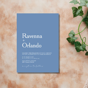 French Blue Minimalist Simple Modern Wedding Invitation