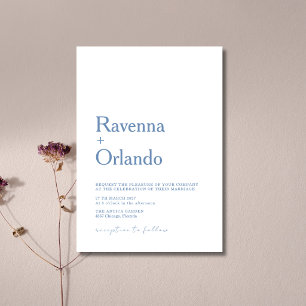 French Blue Minimalist Simple Modern Wedding Invitation