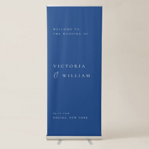 French Blue Minimalist Wedding Welcome Retractable Banner