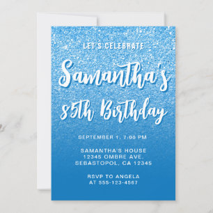 French Blue Modern Gradient 85th Birthday Invitation