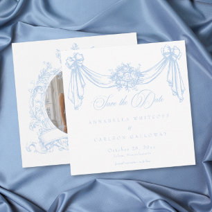 French Blue Rococo Vintage Elegant Photo Wedding Save The Date