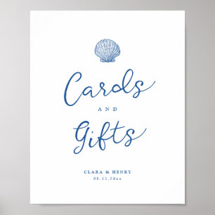 French Blue Seashell Cards and Gifts Sign