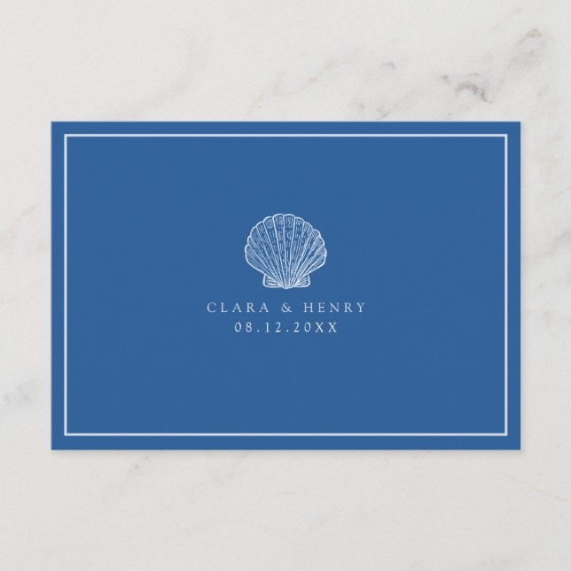 French Blue Seashell Online RSVP Enclosure Card (Front)