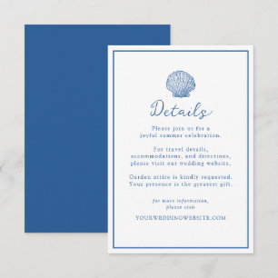 French Blue Seashell Wedding Details Card