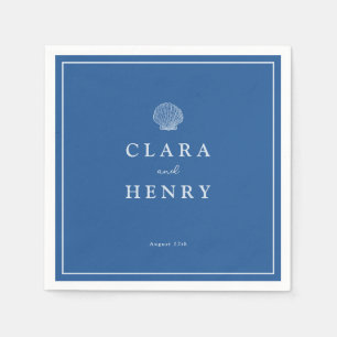French Blue Seashell Wedding Napkins