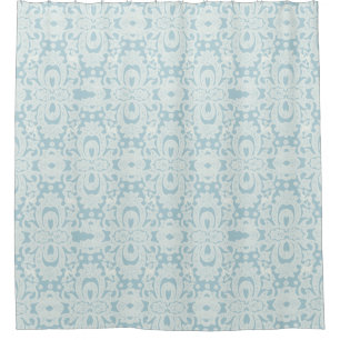 French Blue Shabby Chic Damask Brocade Pattern Shower Curtain