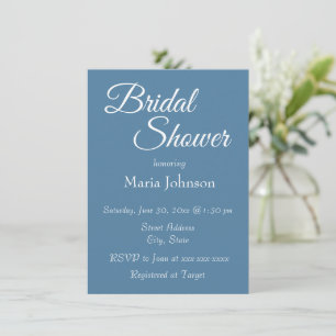 French Blue Simple Style Bridal Shower Invitation