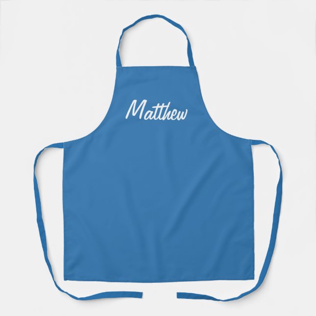French blue solid colour -personalised apron (Front)