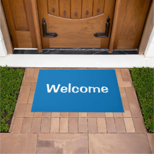 French Blue Solid Welcome Mat