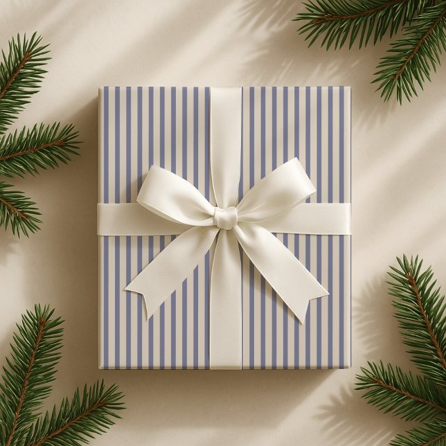 French blue Striped Elegant Wrapping Paper (Creator Uploaded)